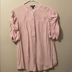 NWT XL Ruched Sleeve Button Front Shirt